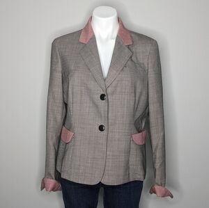 Charles Nolan grey red hounds tooth button up professional blazer 14